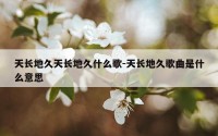 天长地久天长地久什么歌-天长地久歌曲是什么意思