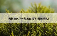 天长地久下一句怎么接下-天长地久!