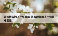 天长地久的上一句是啥-天长地久的上一句是啥意思