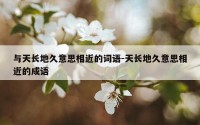 与天长地久意思相近的词语-天长地久意思相近的成语