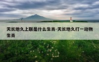 天长地久上联是什么生肖-天长地久打一动物生肖
